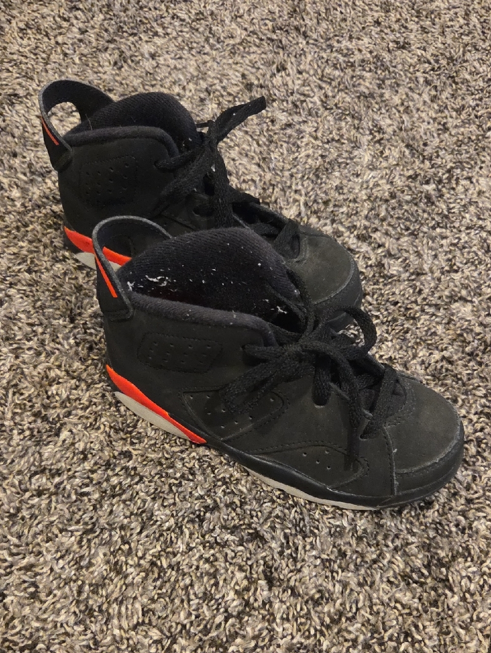 Jordan Kids Black High-Top Sneakers with Red Accents
